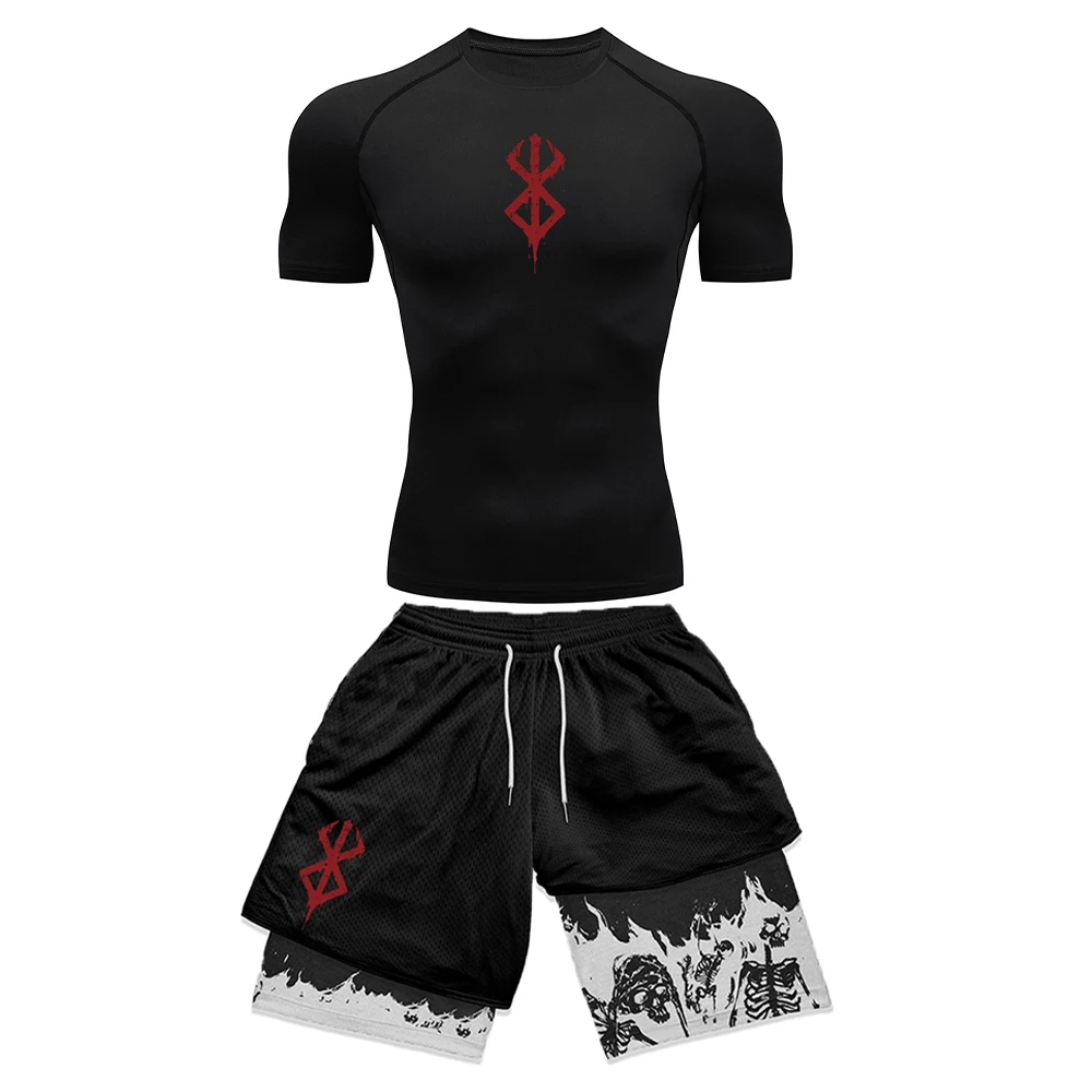Compression Shorts Athletes - Conjunto de Compressão Masculino com Estampa
