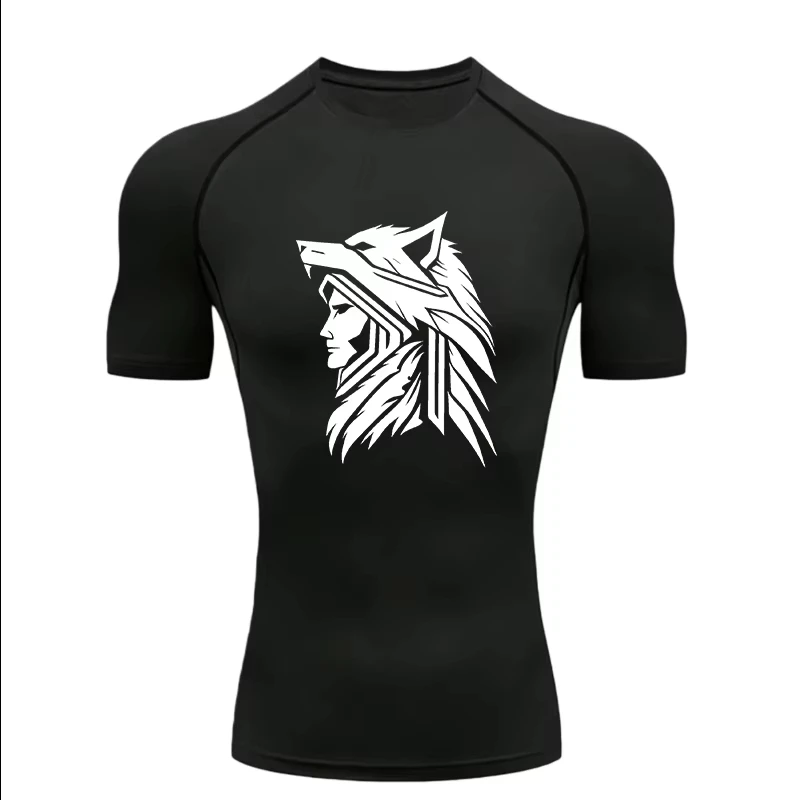 Compression Shorts Athletes - Camiseta Atlética Masculina Wolf Knight Design