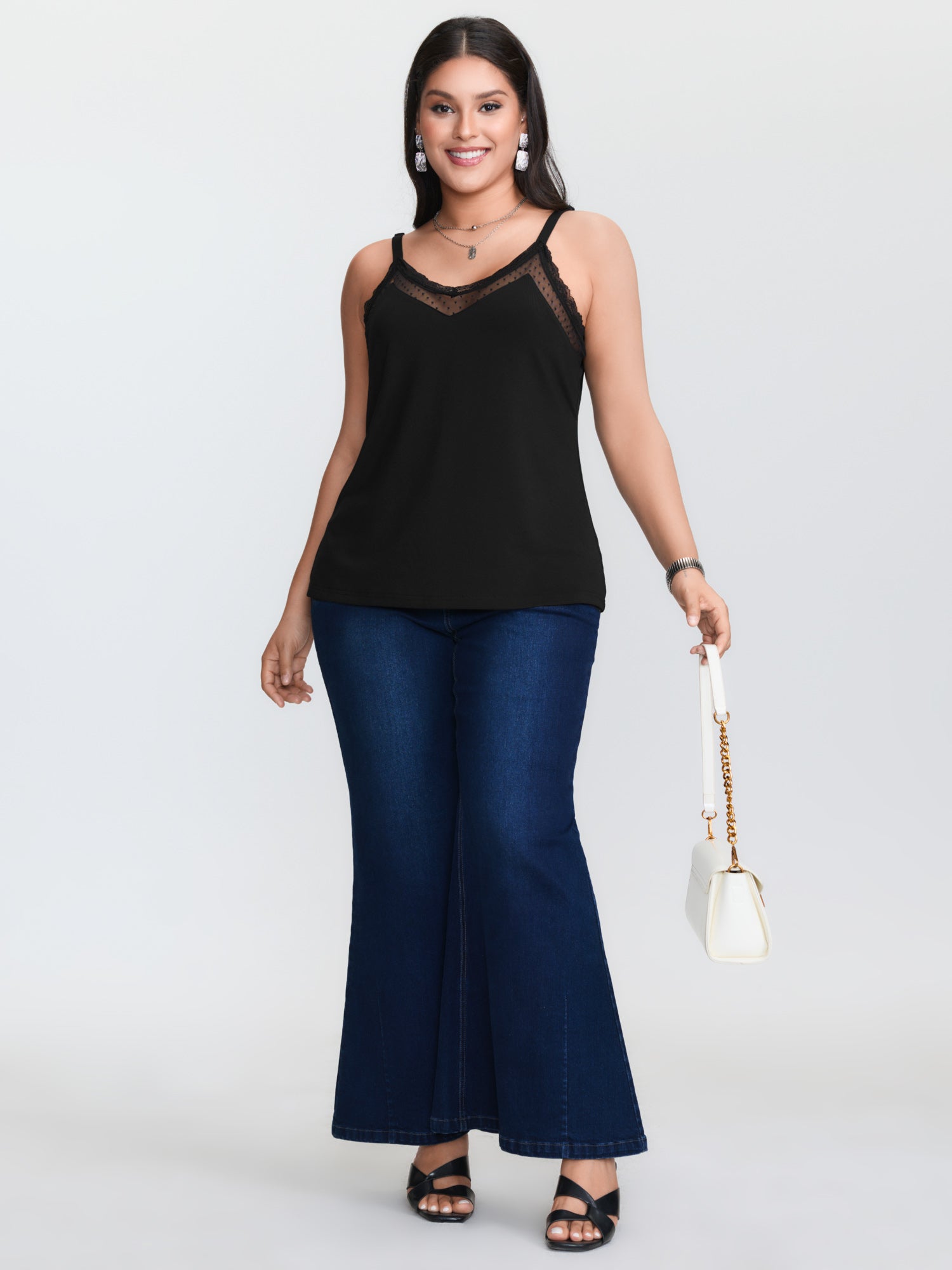 Camisola de malha preta, dispo - Suspender Tank Top avaliação e preço