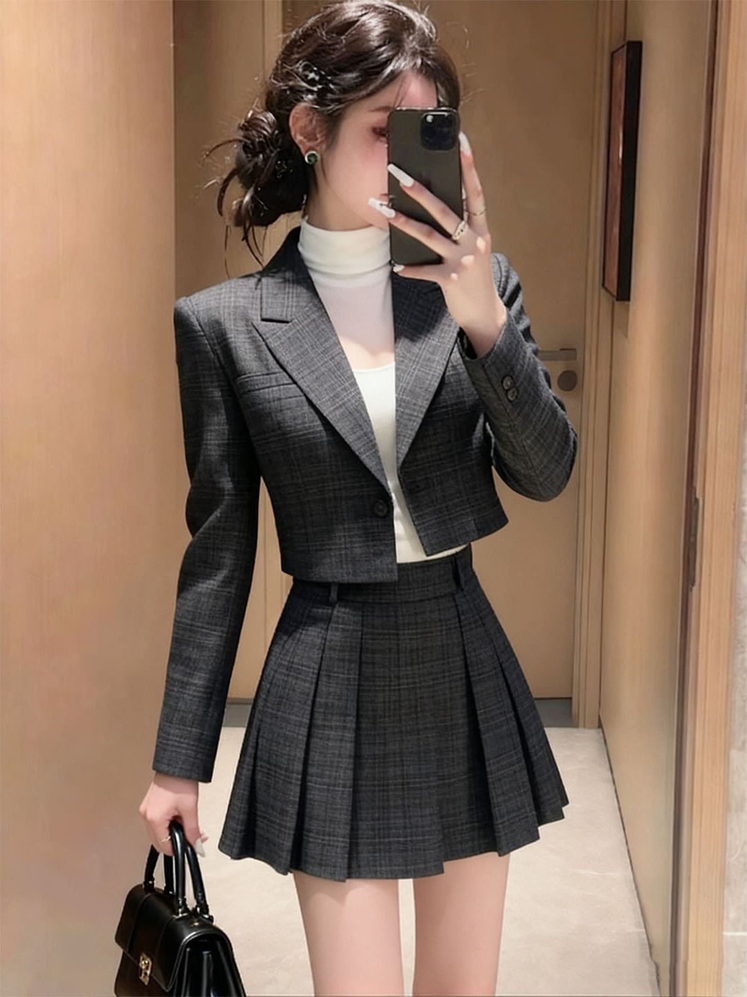 Conjunto de saia e  xadrez de  - Thermal Long John avaliação e preço