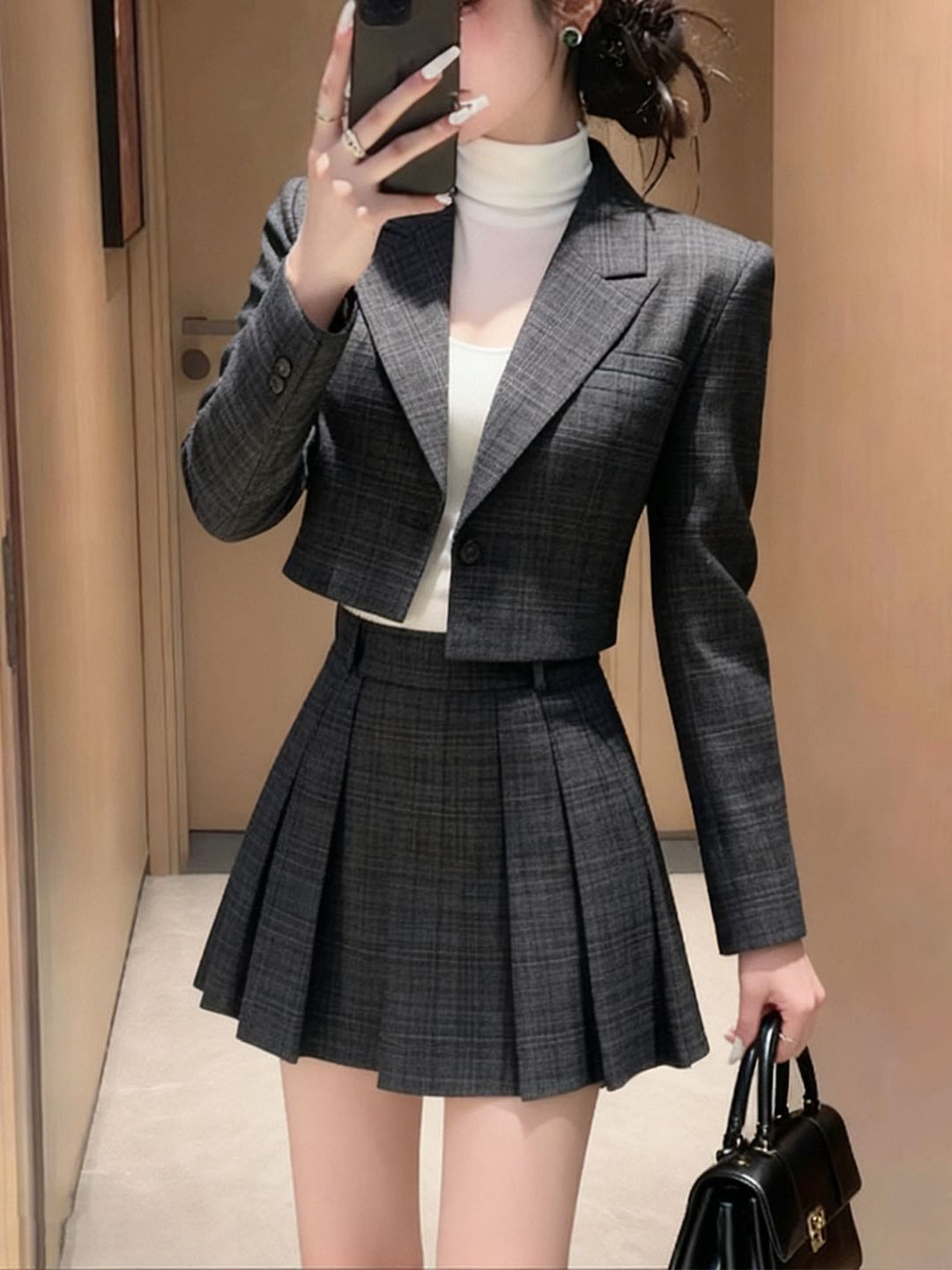 Conjunto de saia e  xadrez de  - Thermal Long John avaliação e preço